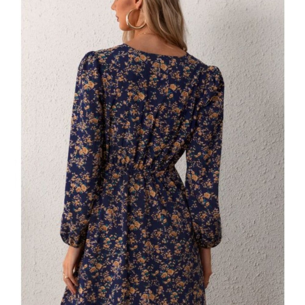 Cupshe Women's Long Sleeve Elastic Waist Ditsy Floral Dress Small - Picture 3 of 8